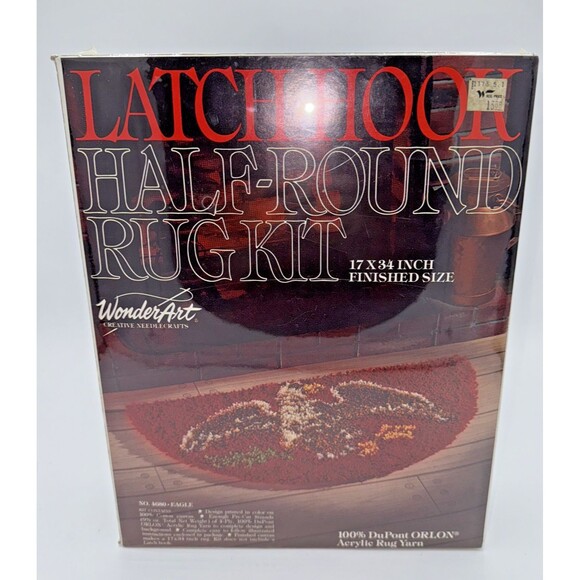 Vintage "Eagle Patriotic" Rug Latch Hooking Kit Half Round 17"X34" #4680 NEW - Picture 1 of 12